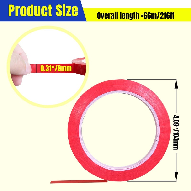 QIMAOO 5 Rolls 2/5" Whiteboard Tape Line 10mm Thin Dry Erase Board Tape Lines Pinstripe Tape, Red, 216ft Per Roll - Image 2